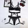 Erotic Lingerie Selling Women's Sexy Hollow Out Fantasy Lace Waist Cover Underwear Set with Leg Rings