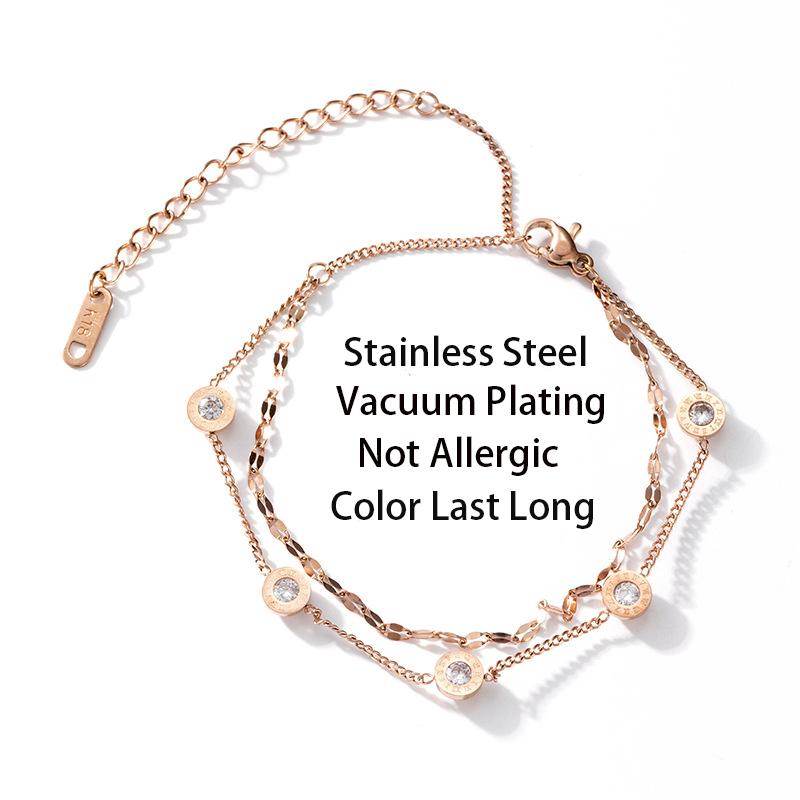 Dvojvrstvový prívesok s rímskymi číslicami v štýle vintage punk pre ženy Módny náramok s kúzlom pre ženy