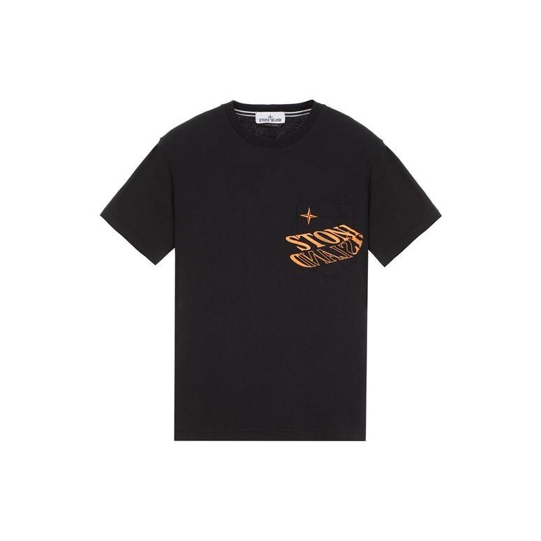 STONE ISLAND Мужская футболка с коротким рукавом и круглым вырезом, свободного кроя, с принтом логотипа, черная 781524688-V0029 XL