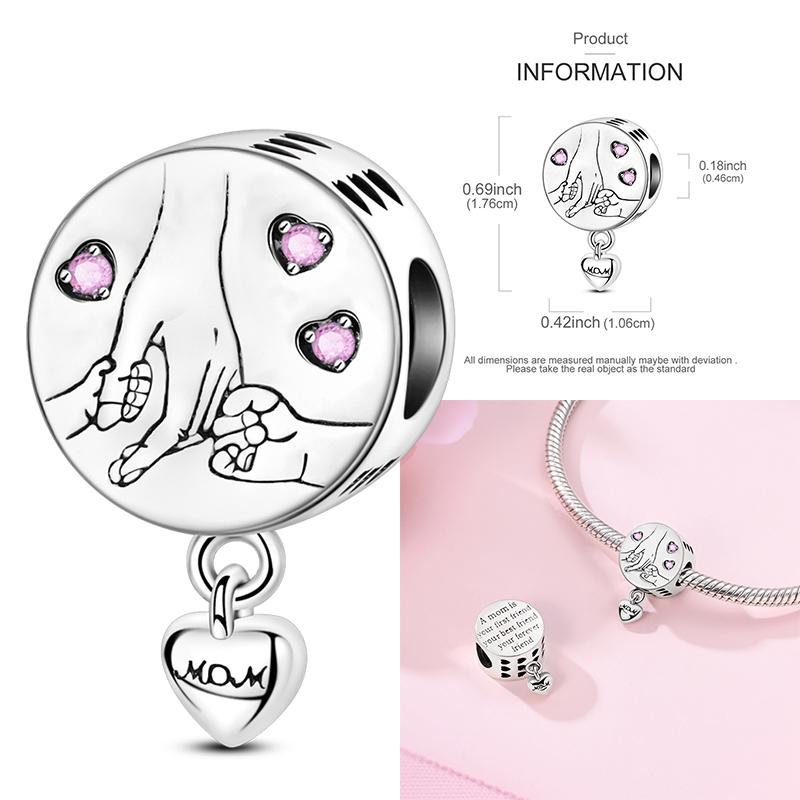Медная Шарм-Бусина Подарок Маме Любовь Мамы Счастливая Семья Подвеска Подходит для Оригинального Браслета-Браслета Ожерелья DIY Украшения