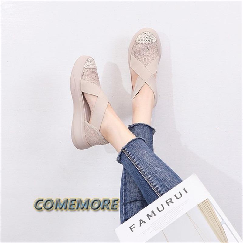 Vulcanized Women's Sneakers Sandals 2024 Fashion Lady Girl Summer Woman Casual Jelly Shoes Platform Sandals Hollow Out Mesh Flat