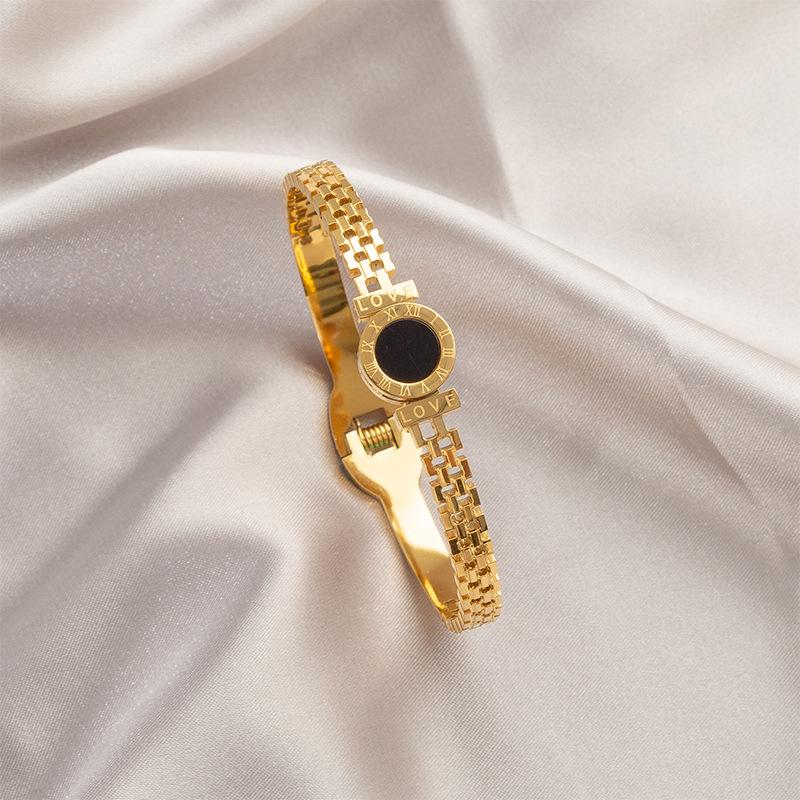 Leichter Luxus High-End Voll Diamant Titanstahl Armreif - Damen Modischer Temperament Schmuck