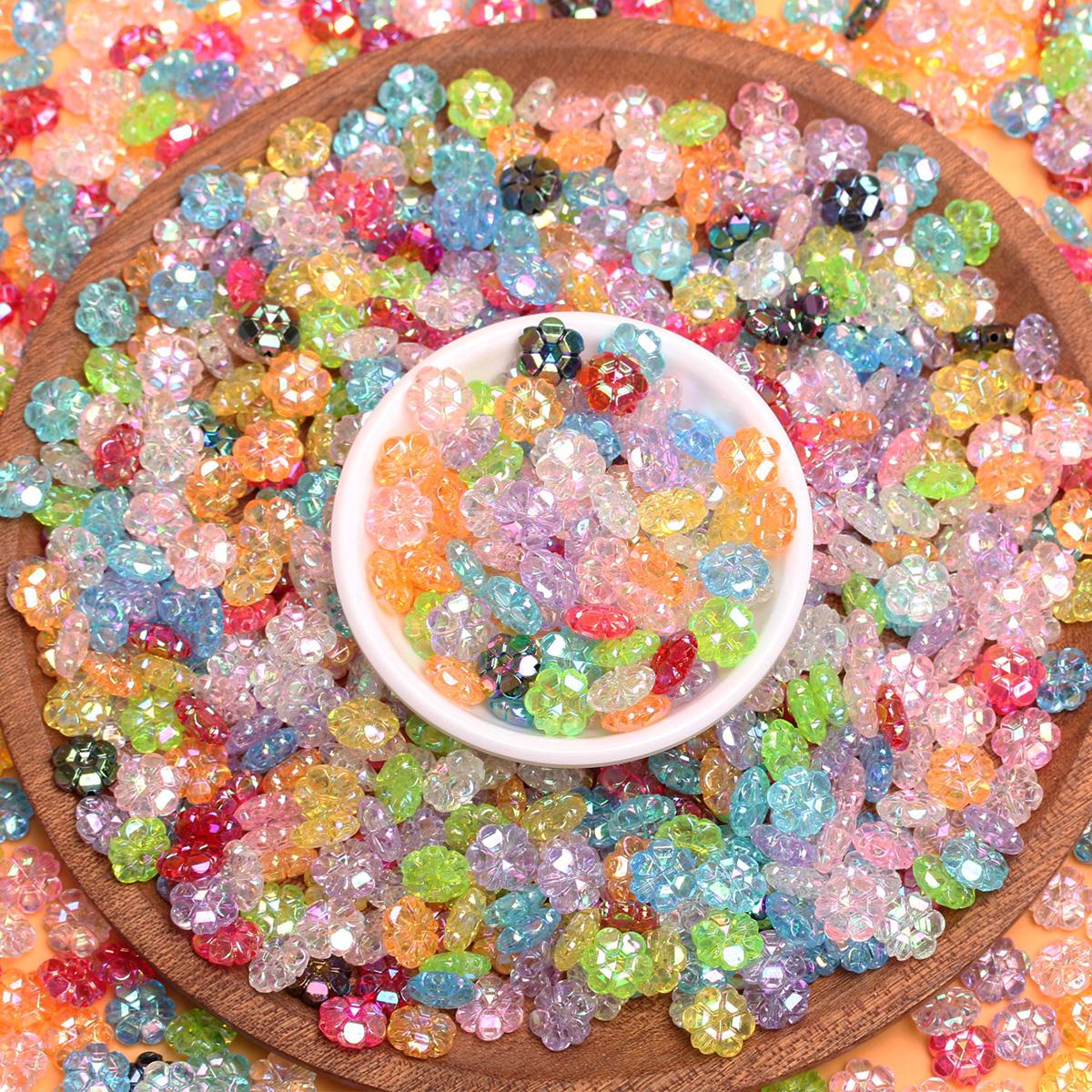 

500 г около 2100 шт. свободные бусины акриловые цветочные бусины 10 мм для изготовления ювелирных изделий своими руками ожерелье браслет сливы случайные смешанные AB прозрачные красочные