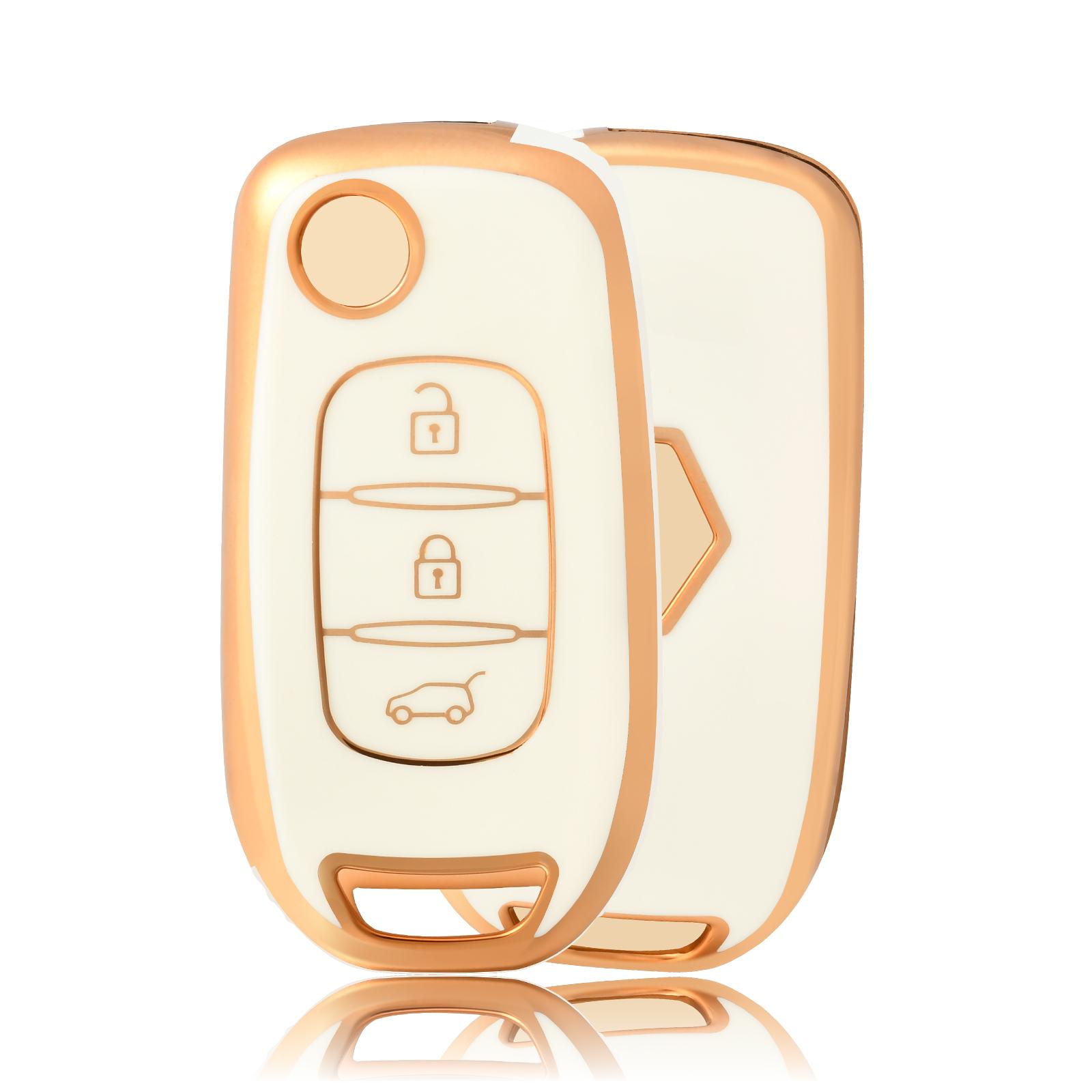 

Key Case Cover keyChain For Renault Kadjar Captur Megane Sandero Stepway Logan Clio 5 Arkana 2020 2021 Car Accessory біле золото кольору