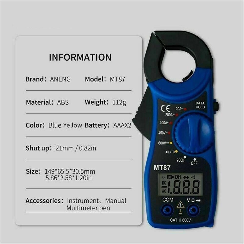 Mt-87 Digital Multimeter Clamp-on Voltage Current Meter Resistance Measurement Voltage