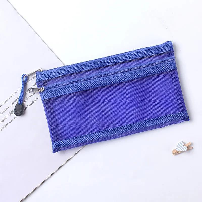 1/3PCS Transparent Zipper Pencil Case Mesh A6 Bills Storage Bag Clear Nylon Makeup Pouch Portable Examination Stationery Bag