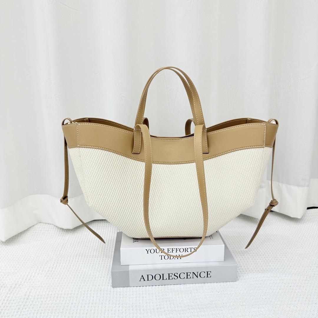 Niche Design Canvas Splicing Tote Bag 2025 New Fashionable Versatile Commuter Wing Large Capacity Shoulder 43x16x27 хаки