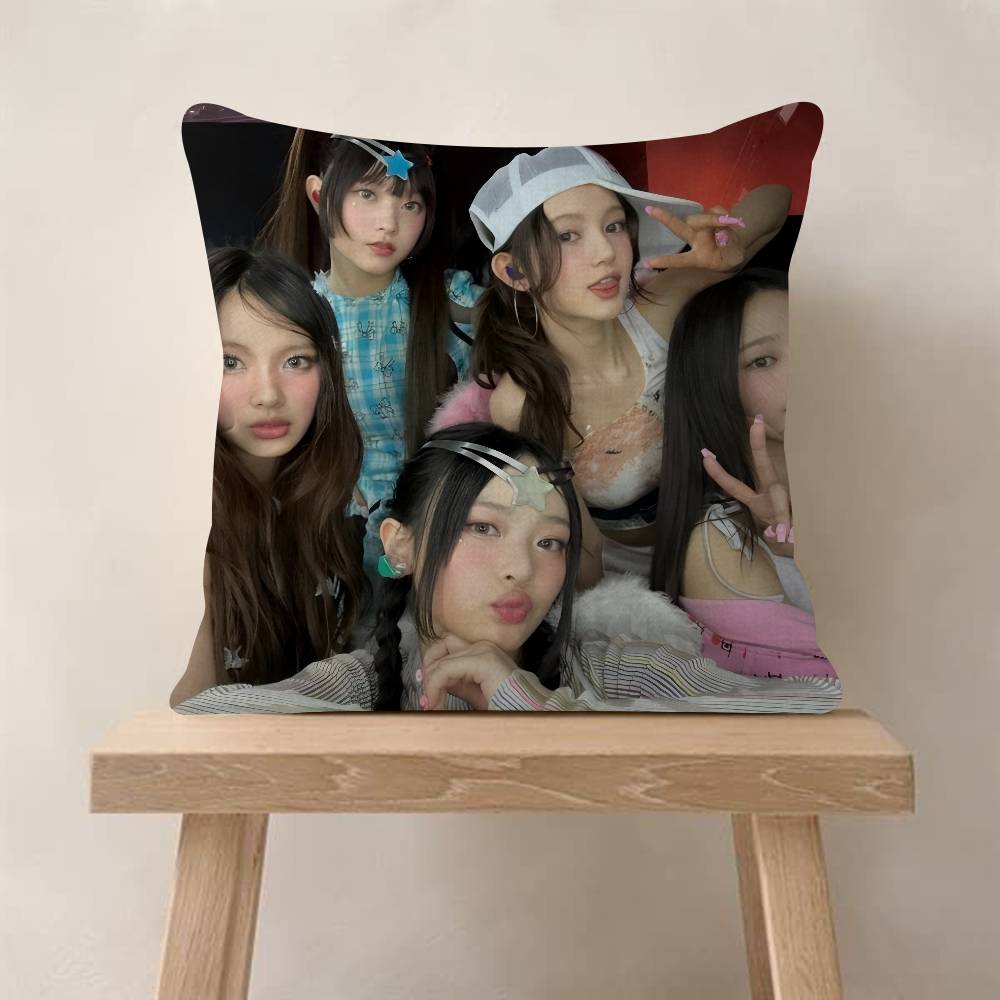 Kpop Singer N-New Jeans Office Cushion Pillowcase Car Cushion Cover45X45CM Lumbar Pillowcase Sofa Pillowcover