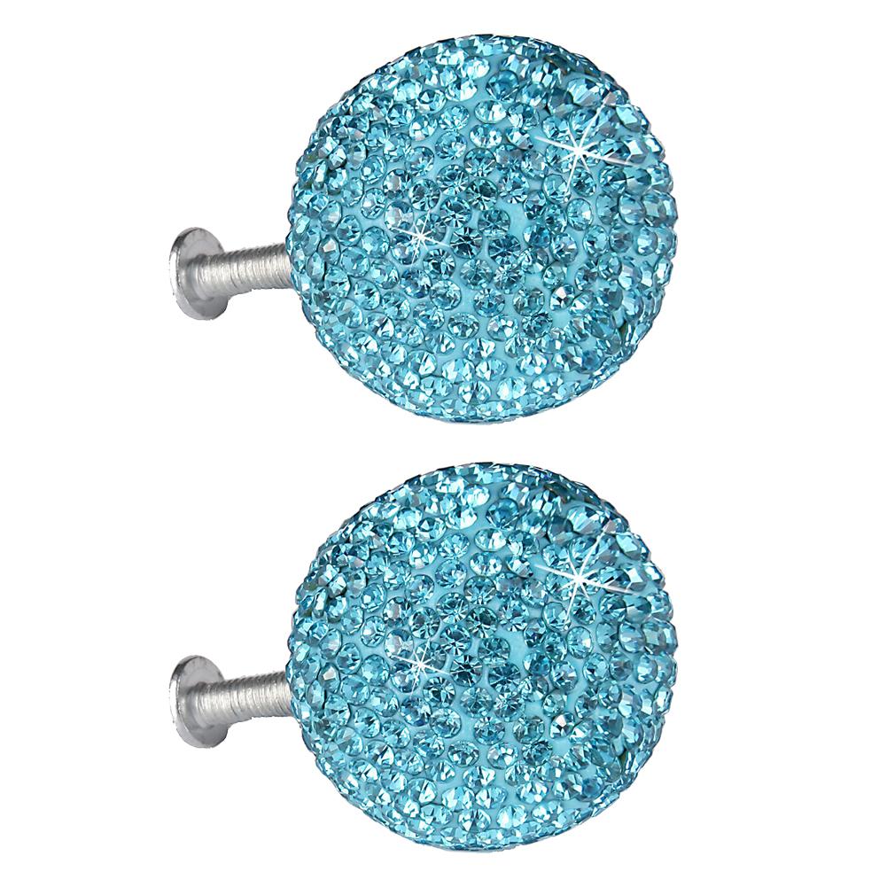 Door Handle Handles Wardrobe 2Pcs Pink Rhinestone Ball Shape Bright Red Door Handles Drawer Handles Glitter Lake Blue