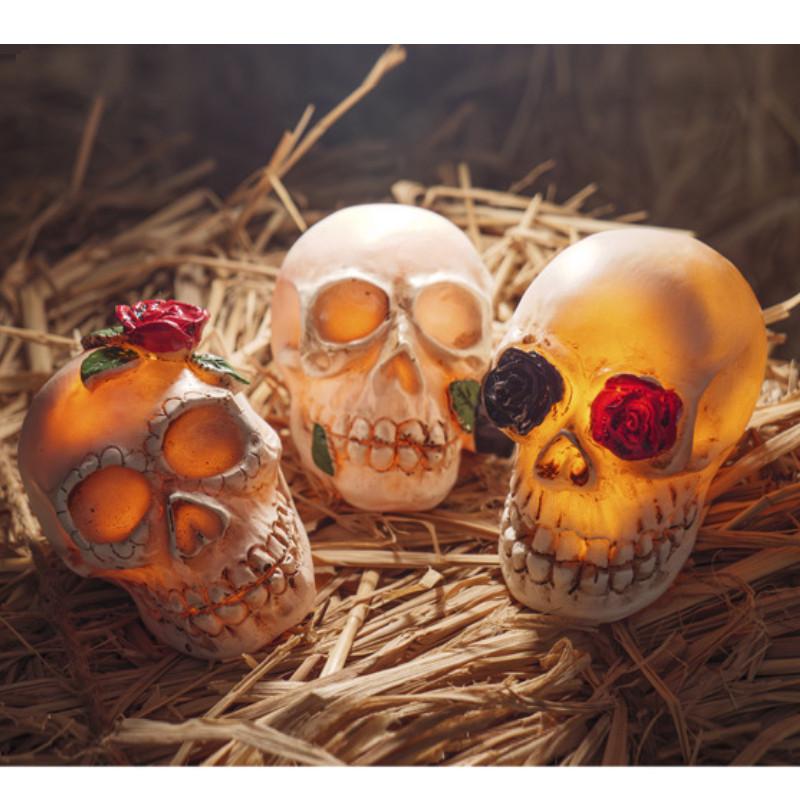 Rose Skull Halloween Model Ornament Small Night Light For Decoration Room
