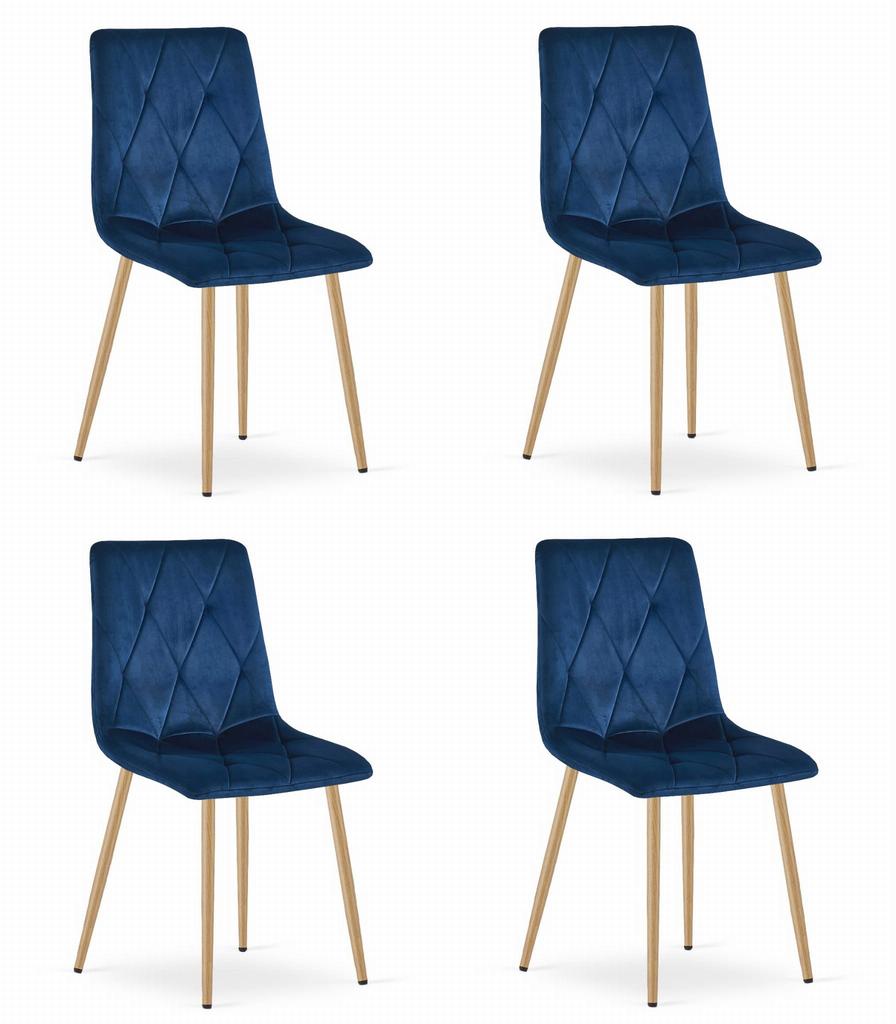 LIBRA Chair - Navy Blue Velvet / Wood-colored Legs X 4