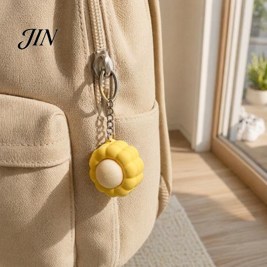 Cute Keychain for Backpack Corn Shape Fidget Toy, 3D Printed Decompression Button Pendant, Corn-shaped Pendant Stress Relief Smooth Texture
