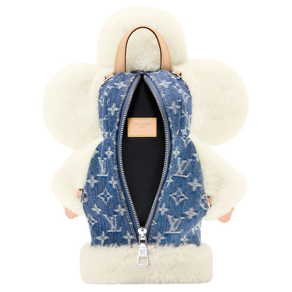 LOUIS VUITTON Vivienne Shearling Backpack Regular Women's White & Blue M26786