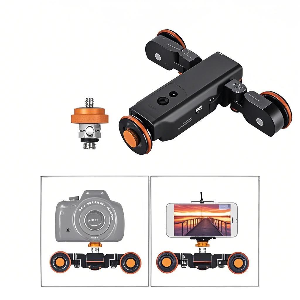 L4 X Motorized Camera Video Dolly with Scale Indication Electric Track Slider Wireless Remote Control 1800mAh Rechargeable Battery 3 Speed Adjustable