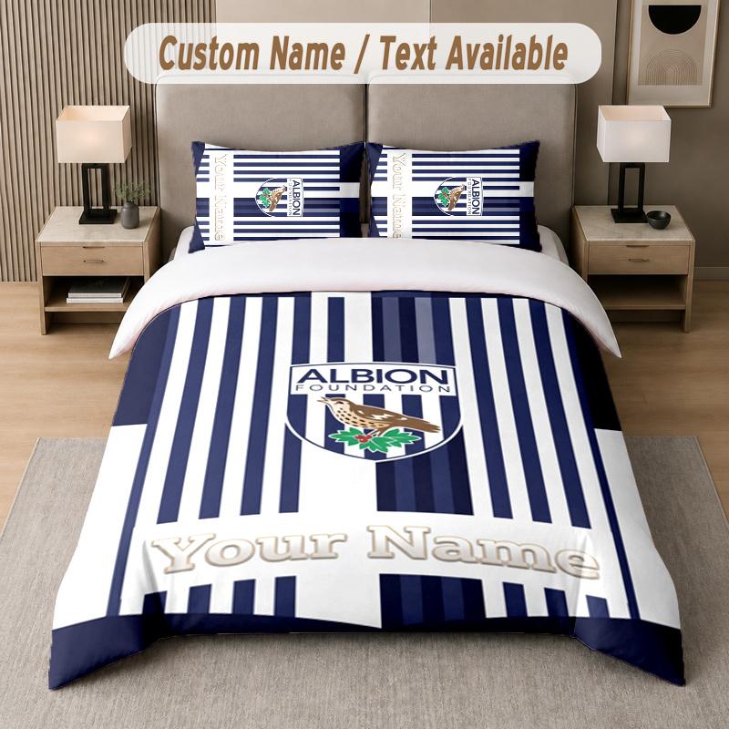 Vlastní jméno West Bromwich Albion 3dílná sada povlaků na přikrývku Personalizovaný text Povlečení Povlaky na polštáře Ložnice