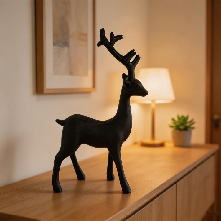 Home Display Deer Figurine 3D Shelf Accent for Desk Christmas Winter Styling with Scandinavian Look Single Piece