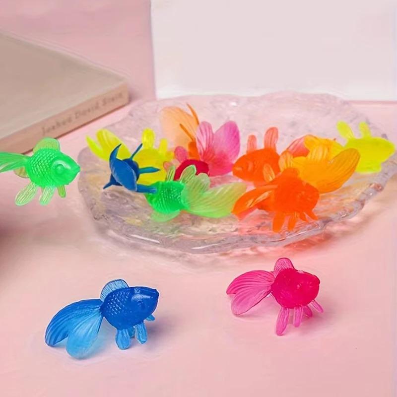 5/10PCS Realistic Floating Artificial Goldfish - Rubber Fake Fish, Aquarium Ornament & Interactive Cat Toy