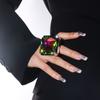 Stonefans Mode Anneaux de Doigt Carrés Grandes Cristaux Accessoires de Fête Statement Anneau Ouvert Strass Colorés Bijoux Réglables