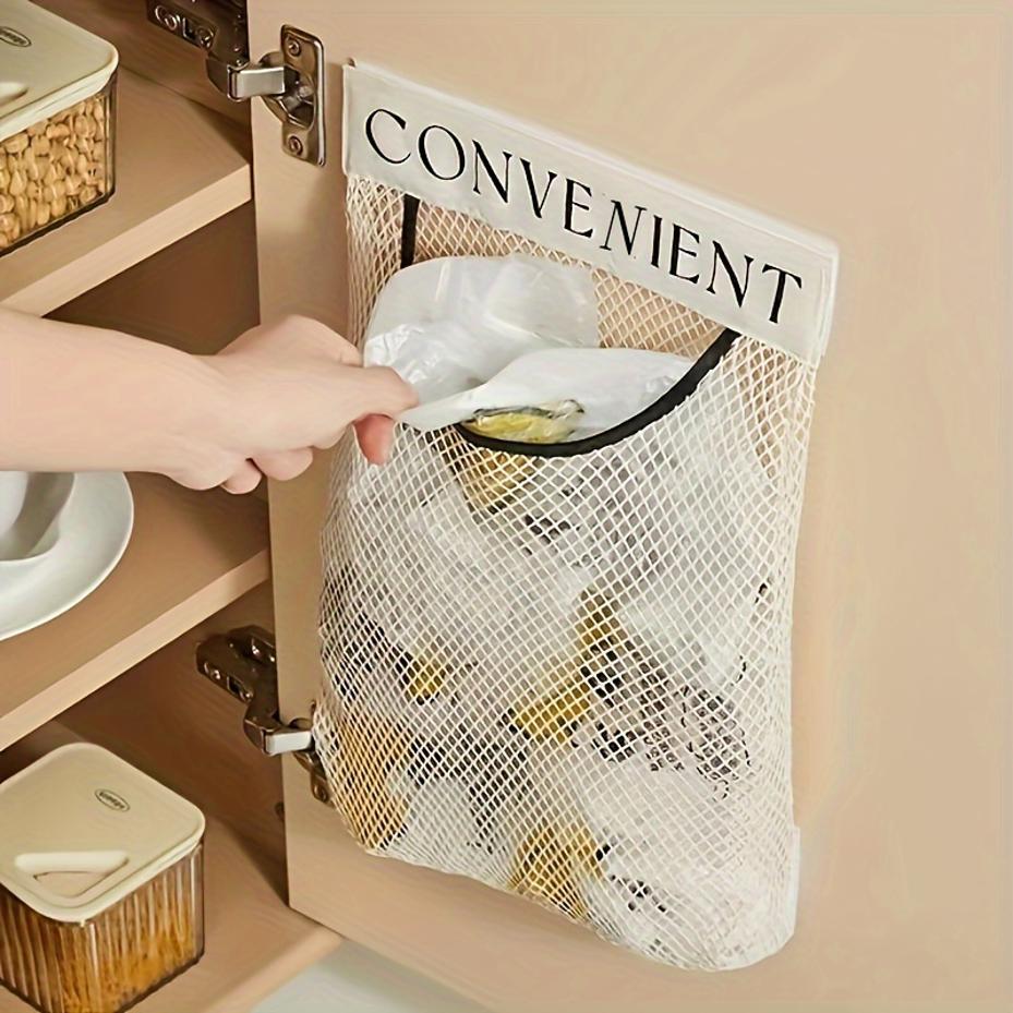 Large-capacity Garbage Bag Holder Hanging Mesh Bags Wall-Mounted Fruit Organizer Storage Tools Net Kitchen Cabinet Accessories