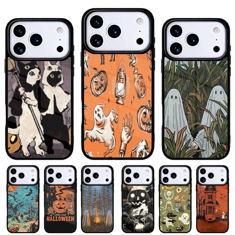 Vintage Halloween Phone Case for iPhone 17 Air 16e 15 14 13 Pro Max Back Cover for 12 11 Pro Coque