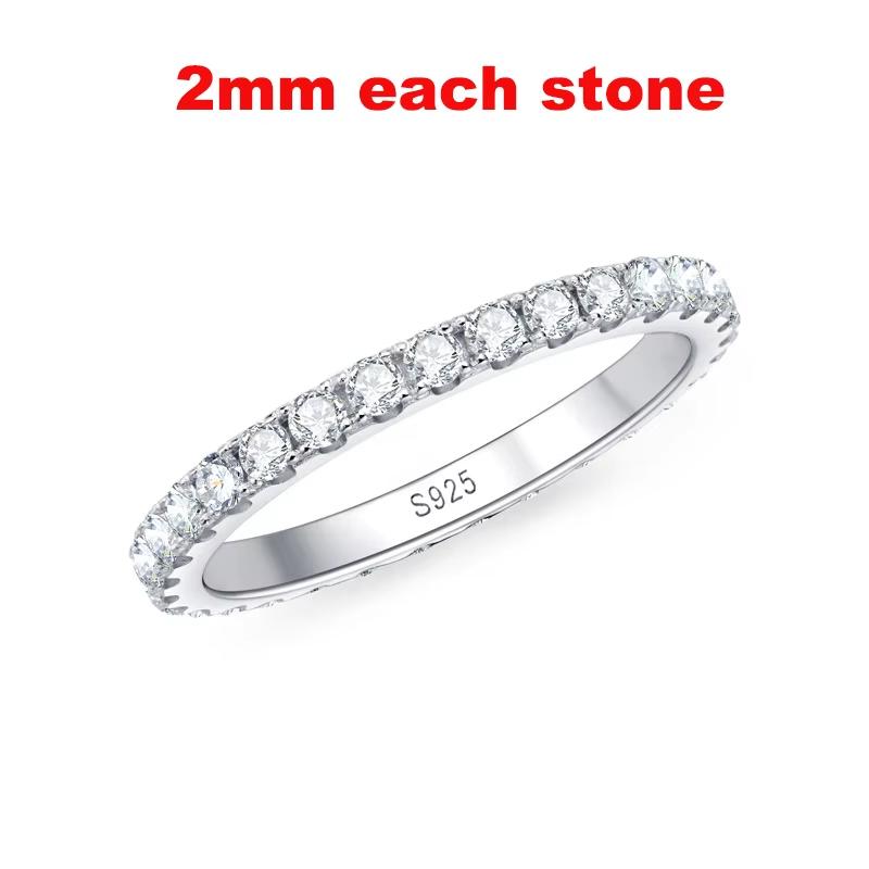 

Smyoue 2-5mm Full Moissanite Ring for Women Sparkling Wedding Eternity Bands 100% S925 Silver Jewelry Classic Ring 4&US Size