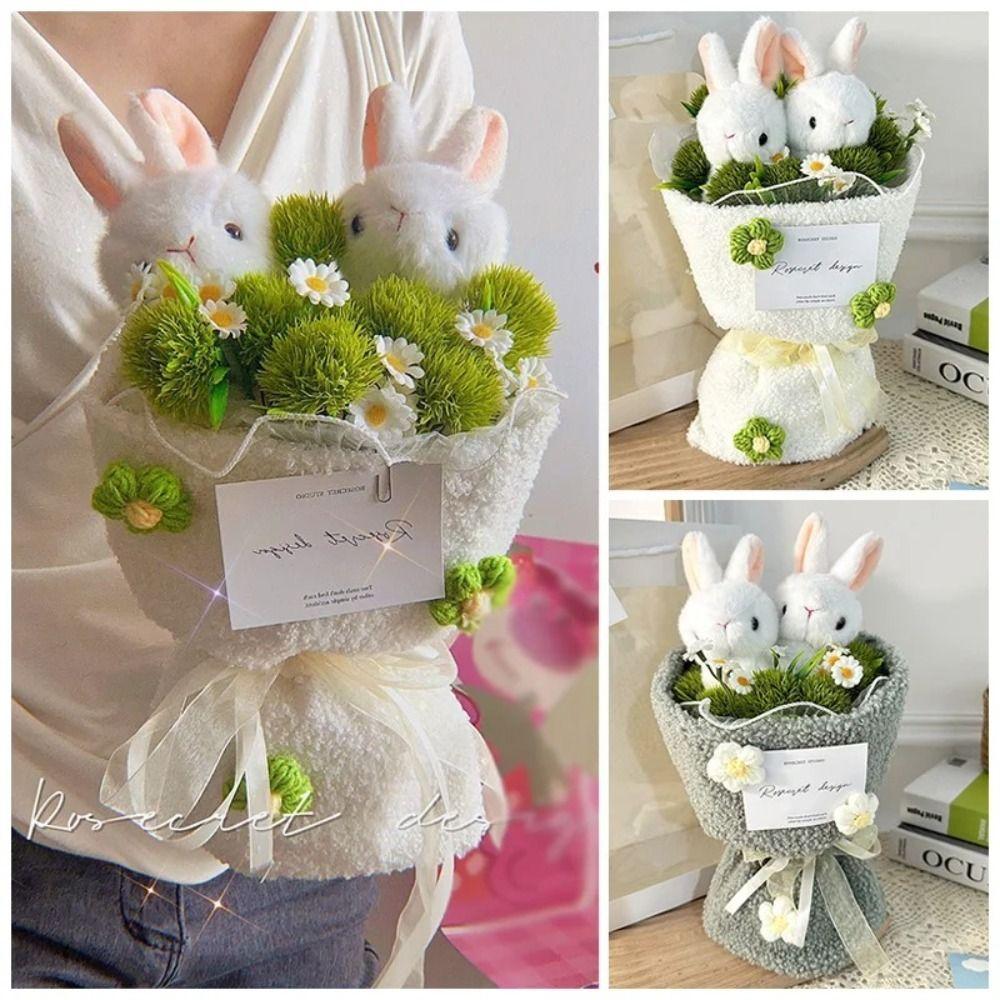 Cartoon Animal Rabbit Plush Doll Bouquet Plush Cartoon Artificial Flowers Graduation Gifts