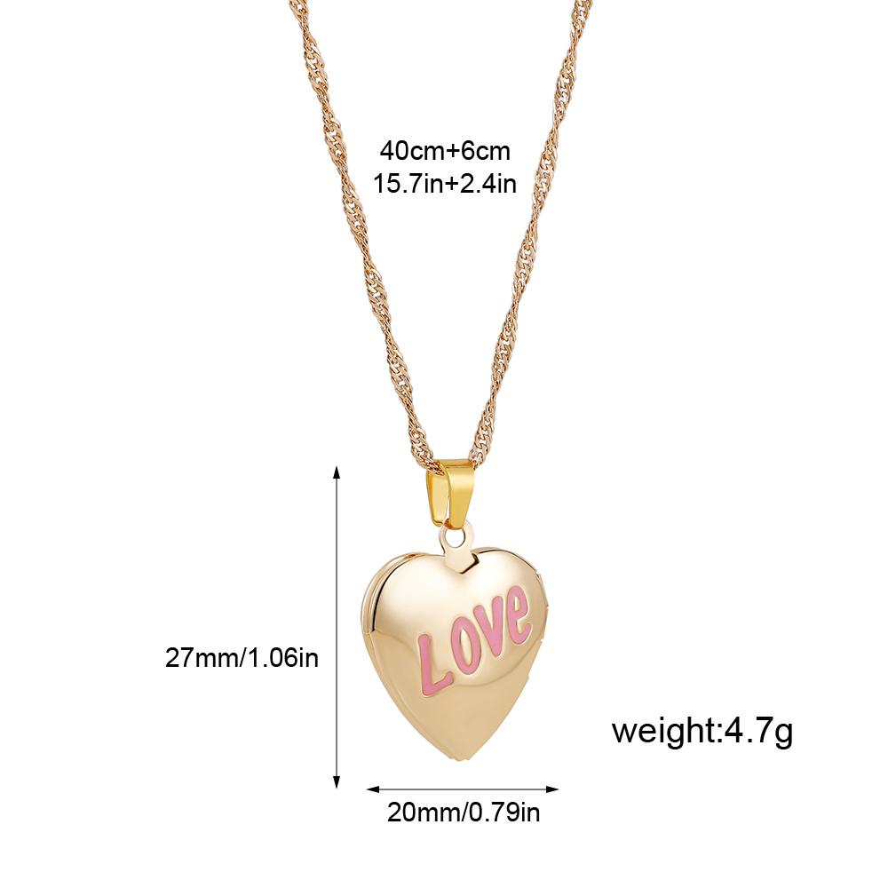 Pink Light Heart Locket Pendants for Women Men Openable Photo Frame Glossy Stainless Steel Necklaces Family Love Collar Jewelry