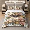 Pug Theme Custom Text Or Name 3Pcs Bedding Set 1 Flat Sheet & 2 Pillowcases Personalized Home Bedding