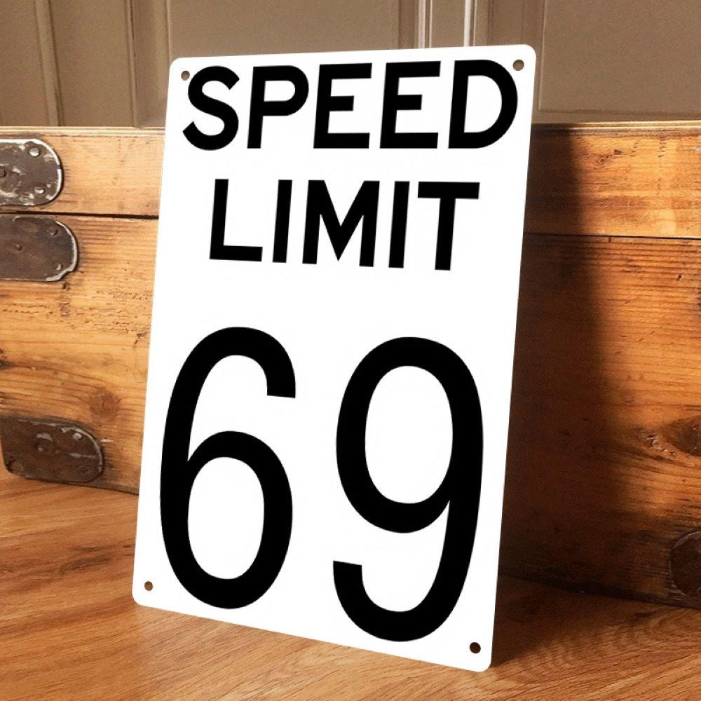 

1 piece of creative retro traffic sign tinplate painting, 69 speed limit sign, home wall decoration, bar/cafe wall hanging, 2D f (as the picture,20x30cm)