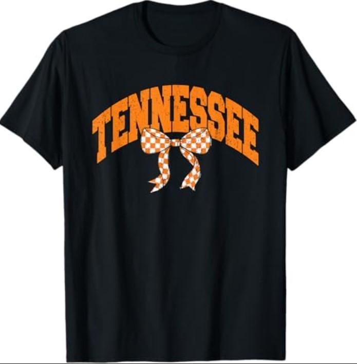 Preppy Tennessee Orange and White Cherckerboard Coquette Bow T-Shirt Unisex T-Shirt L