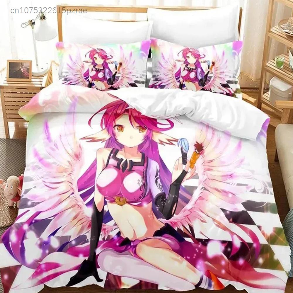 No Game No Life Bedding Set Cartoon Anime Adult Boys Bedroom Duvet Cover Sets 3D Kawaii Girl