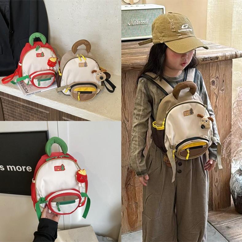 Backpack With Preschool Dog Pendant Curved Shoulder Straps For Comfortable Wear