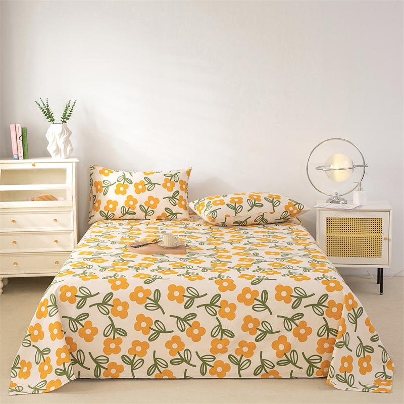 Cotton Thick Bed Sheet 1pc Flower Series Double Top King Sheets for Girls Boys Kids Single Queen King Size Bed Linen