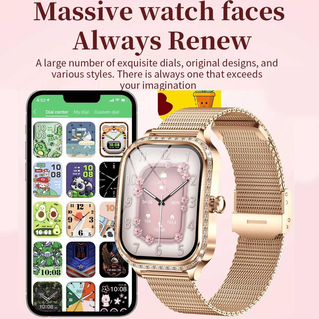 2025 New GPS Track Smart Watch Ladies 466*466 HD Screen Heart Rate Blood Pressure BT Call Smartwatches Women For Android IOS