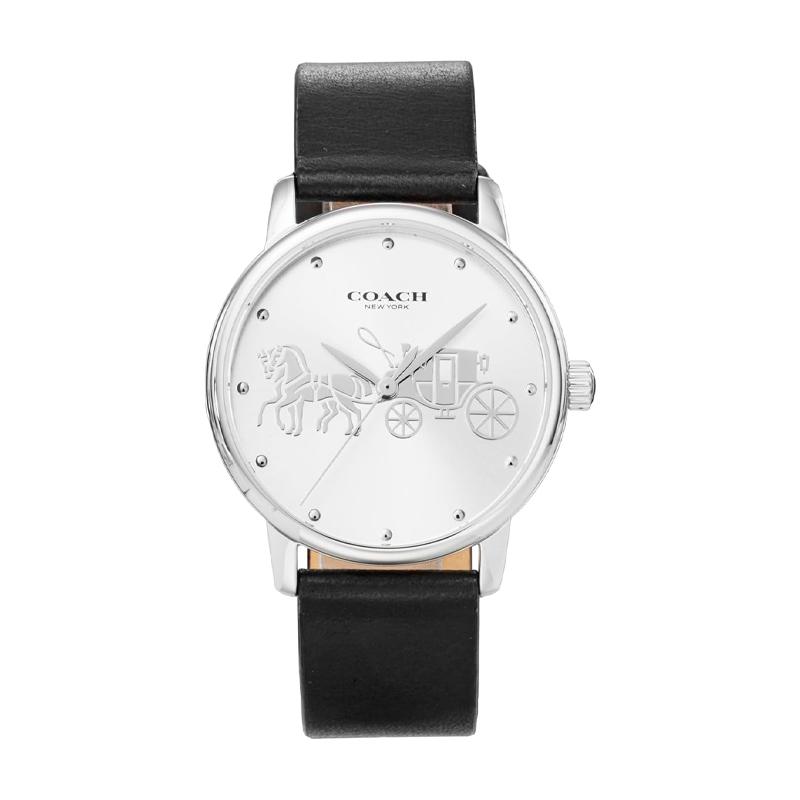 COACH watch quartz movement leather strap 35mm silver dial women s watch 30 meters waterproof 14503494 серебряный