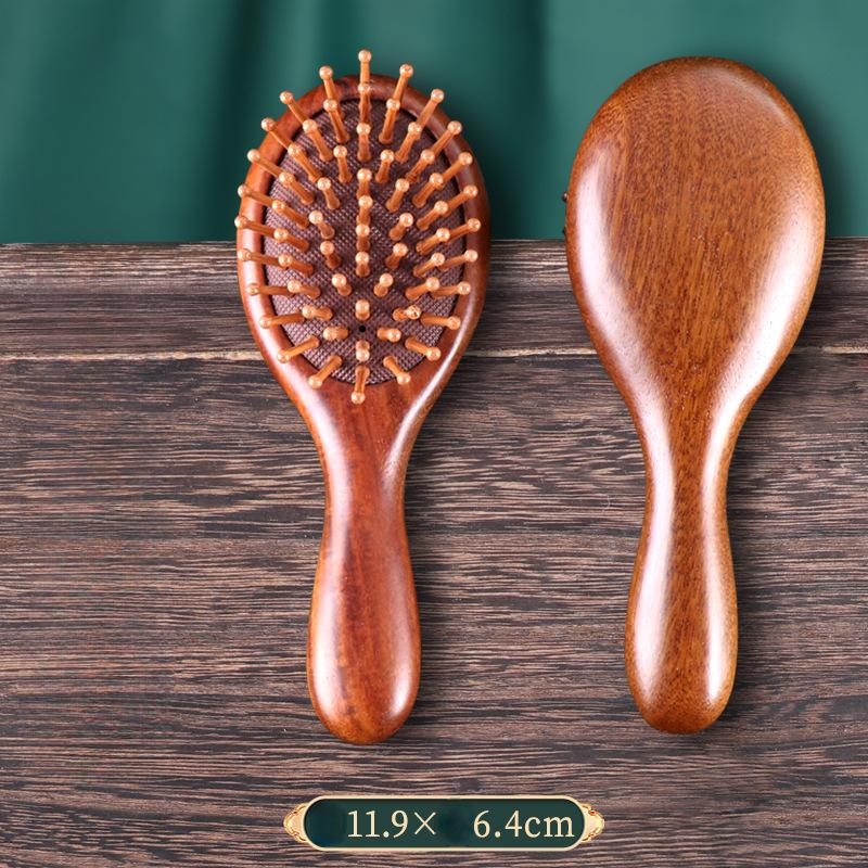 Sandeltre Läder Massagekam Stor Platta Luftkudde Kam Airbag Kam Hårvård Slätt Hår Antistatisk Träkammare Meridian Kam