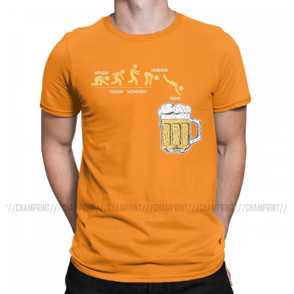 Funny Friday Beer Alcohol Weekend T Shirts Men 100% Cotton Vintage T-Shirt Round Neck Tees Short Sleeve Tops Plus Size