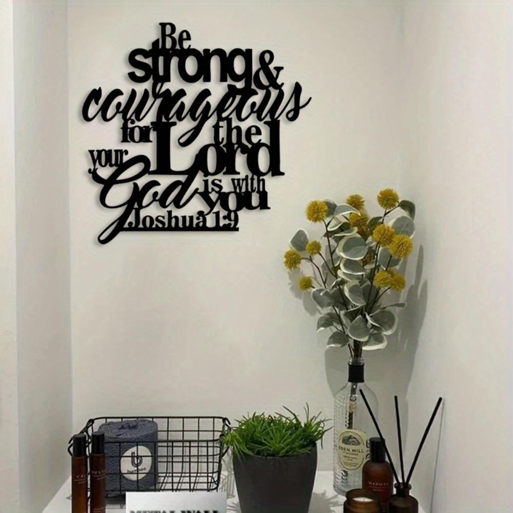 Wrought Iron Metal Wall Art Be Strong and Courageous Joshua 1 9 Inspirational Bible Verse Motivational Sign for Home Office Farmhouse Decor S-11.81inch чёрный