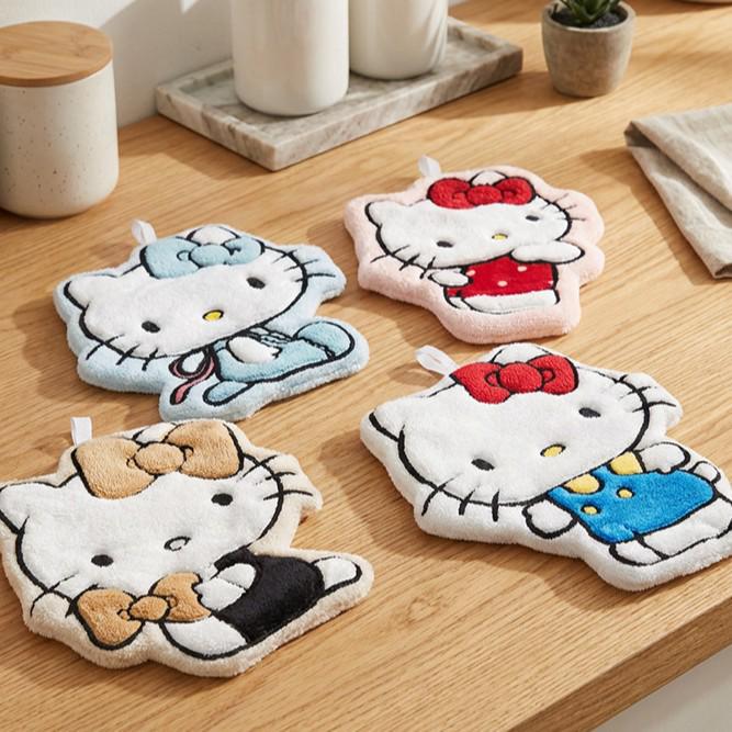 Children's Cute Cartoon Cat Hand Towel, Double-Layer Thick Coral Fleece, Hanging Design for Hand Washing