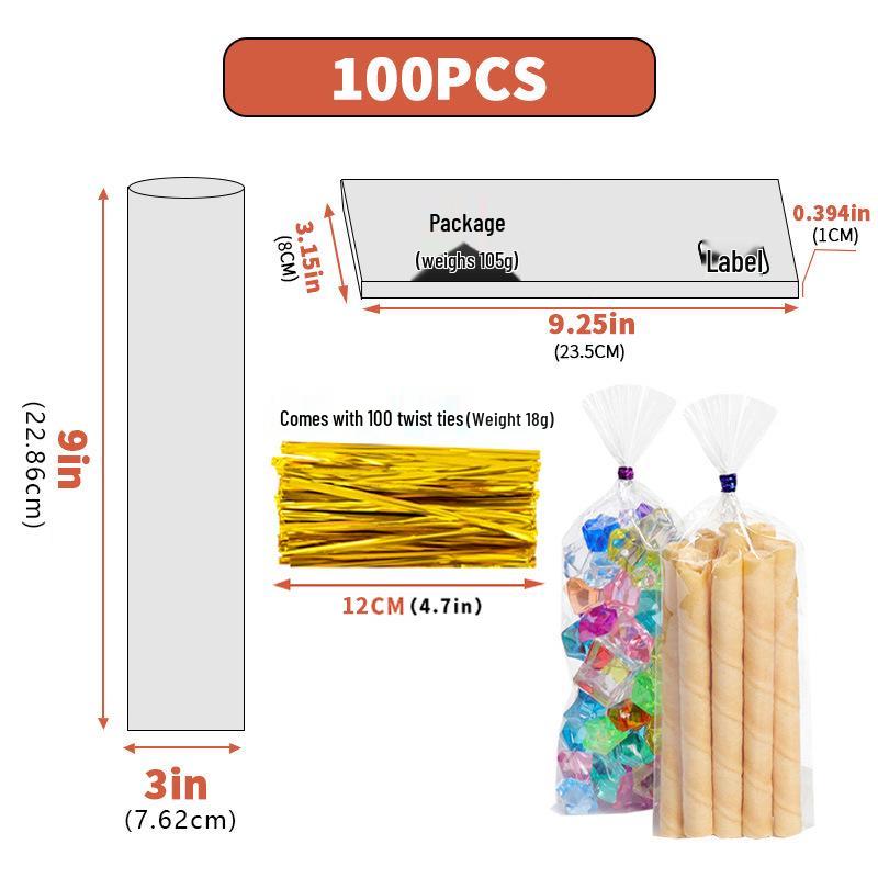 Clear Drawstring Packaging Bag for Cookies, Bread, Candy, and Baked Goods
