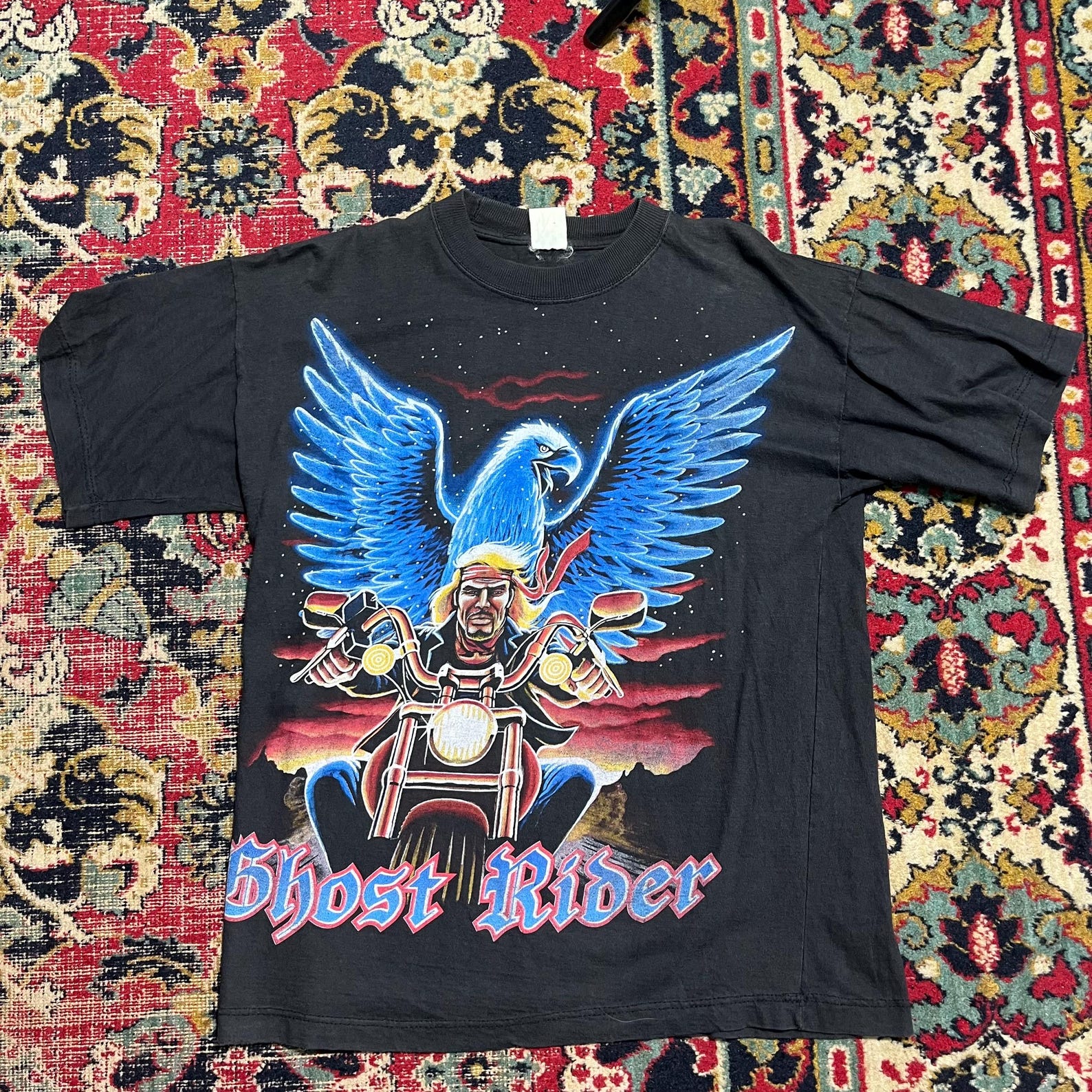 Vintage Ghost Rider Biker Tee Motorcycle Graphic Shirt — Size M 2XL