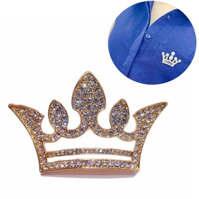 Crown Shape Rhinestone Faux Pearl Lapel Brooch Pin Suit Collar Badge Jewelry