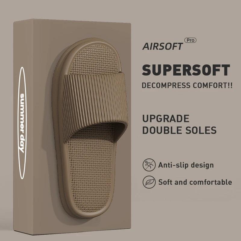 

Лето 2025 Женские Новые EVA Сандалии Мужская Мода Толстая Подошва Уличные Нескользящие Пляжные Шлепанцы Для Пар Уютные Повседневные EVA Домашние Тапочки 36-37 коричневый