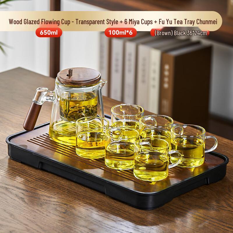 Tianxi Glass Tea Infuser Set with 6 Cups and Tray