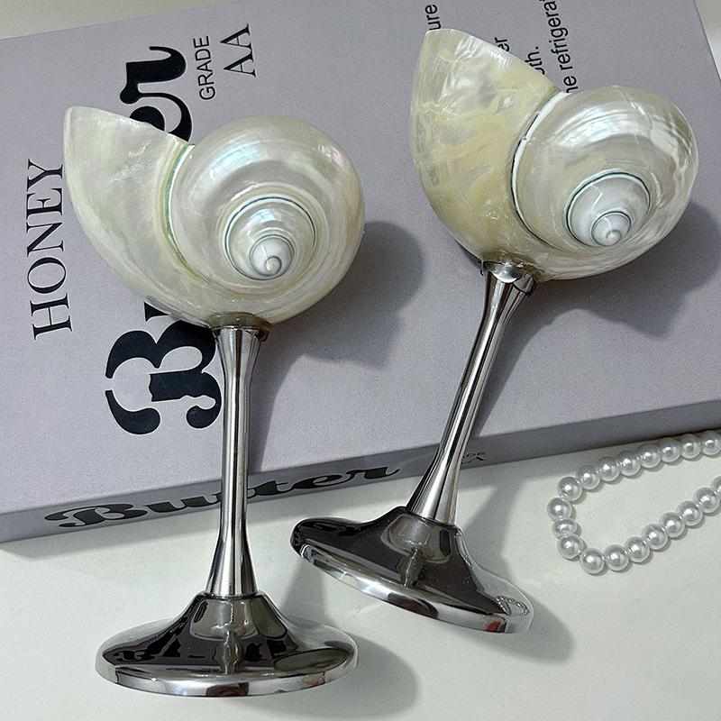 Originality Conch Wine Glass Goblet Handmade Banquet Natural Metal Glass Polishing Decoration Ornament Gift For Bar