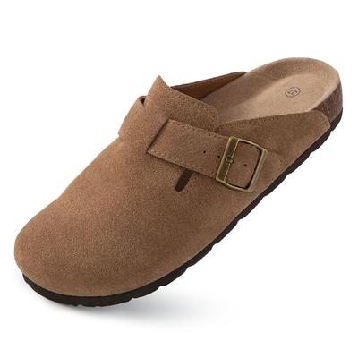 Zuecos nuevos de Fashion Kidmi para mujer y hombre. Zuecos de gamuza para mujer. Pantuflas de casa para hombre y mujer con soporte para el arco del pie y doble hebilla.