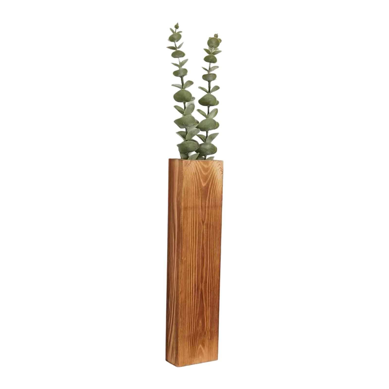 

Wooden Wall Vase for Dried Flowers Hanging Home Decor Plant Container Handmade Solid Wood Wall Mounted Vase