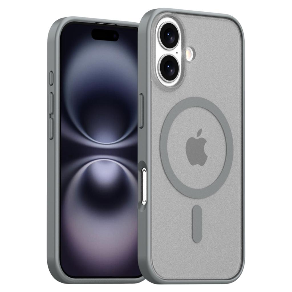 För iPhone 16 Skal Kompatibelt med MagSafe Hudkänsla Frostat PC+TPU Telefonskal