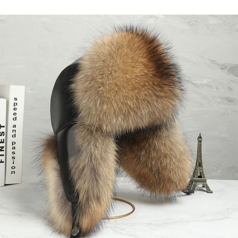 Winter imitation leather men's train head hat thickened warm middle and old ear protection and cold protection hat