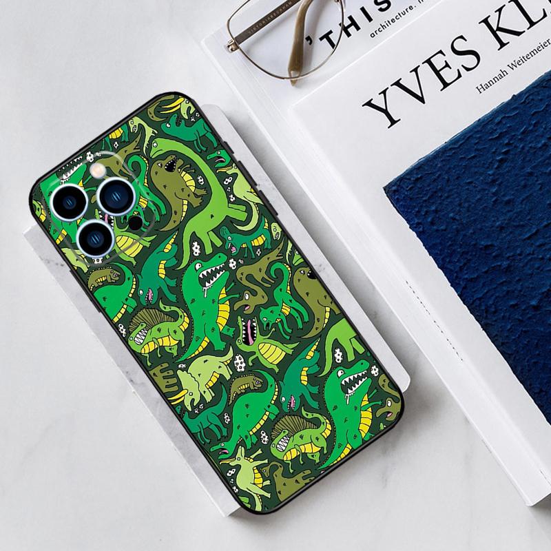 

Dinosaur Pattern Case For iPhone 17 Air 14 13 12 11 15 16 Pro Max Mini 15 16 Plus 16e Funda Silicone Cover iPhone 15